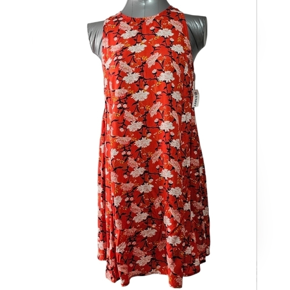Old Navy Sleeveless A-line Dress in Red Floral Pattern Flowy and Lightweight XS